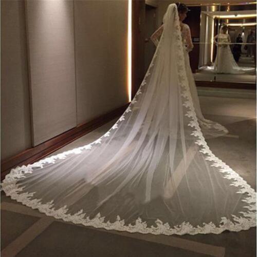 3 Meter White Ivory Cathedral Wedding Veil Long Lace Edge Bridal Veil with Comb Wedding Accessories 1T Bride veils