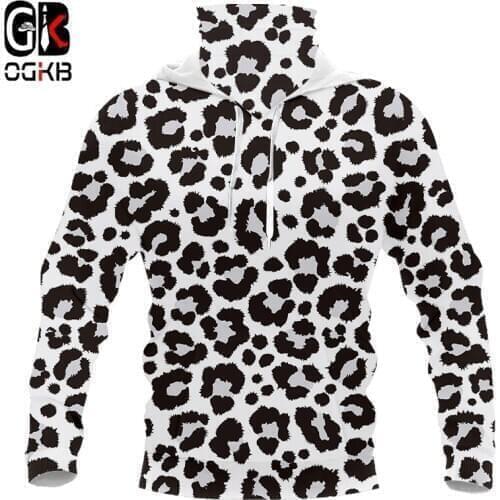 OGKB 3D Snow Leopard Stripes Printed Mask Hoodies Mens New Fashion Long Sleeve Sweatshirt With Mask Streetwear Homme Clothing