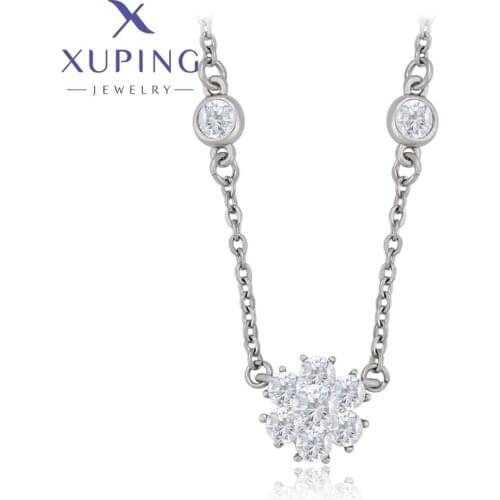 Xuping Jewelry New Arrival Flower Shaped Synthetic zircon Link Necklace Women Party Gift N009800