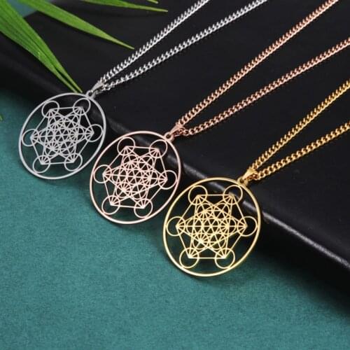 EUEAVAN 10pcs Archangel Metatron Angel of Life Seal Solomon Pendants Necklace for Men Stainless Steel Jewelry Viking Necklaces