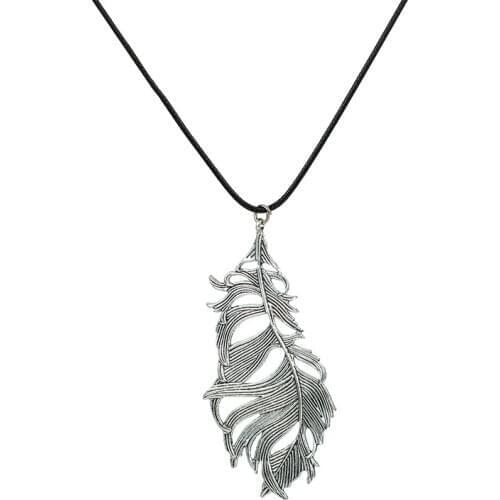 Tocona Vintage Silver Color Big Leaf Pendant Necklace for Women Men Charming Hollow Rope Chain Bohemian Jewelry Gift 13591