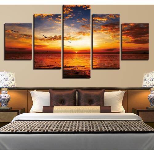 Landscape Sky Cloud Star Mountain River Hot Air Balloon 5 Piece Wall Pictures For Living Room Color Painting Art Home Decor
