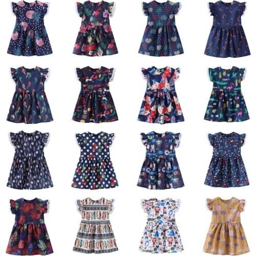 Girl Dresses Summer New Girl Baby Flying Sleeve Princess Dress Baby Lovely Printed Dress