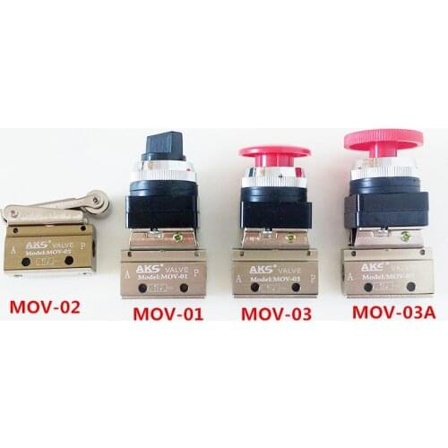 Pneumatic 1/8" MOV-03 Spring Return Reset Push Button Mechanical Valve , Hand Control Air Valves