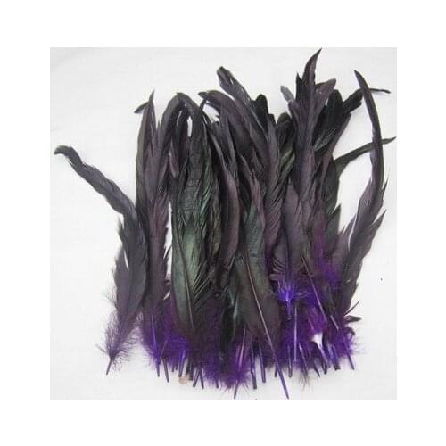 Purple Feather! 50pcs/Lot 10-12" 25-30cm Half Bronze Purple Schlappen Coque Rooster Tail Feathers,Loose Coque Tails,Plumas Decor