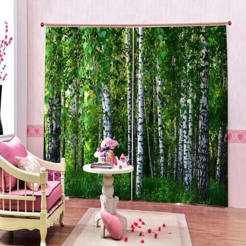 Luxury Blackout green forest curtains Bedroom living room windproof thickening blackout fabric