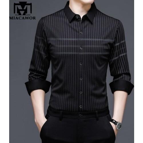 2021 New Luxury Shirts Men Slim Fit Spring Long Sleeve Striped Casual Shirts Camisa Masculina Men Clothes C796