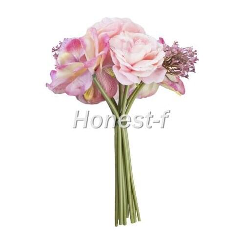 Hand Tie Artificial Peony Silk Flowers Bounquet, Bridal Wedding (Champagne)