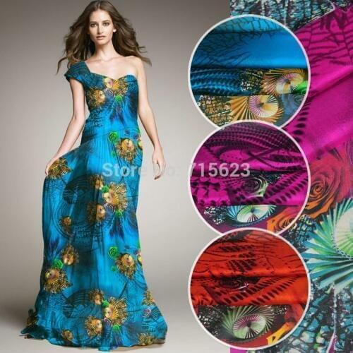 Digital printed silk chiffon fabric for silk dress silk fabric HLC113