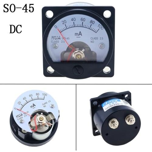 SO-45 DC mA Ammeter Pointer Analog Circular Marine Plastic Instrument Measuring Current Tools Factory Wholesale Genuine