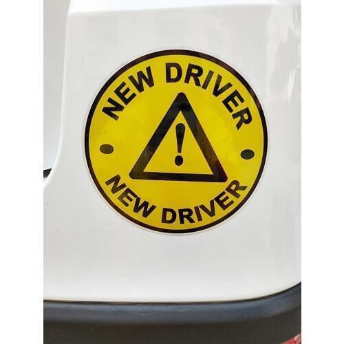 ZTTZDY 12.7cm*12.7cm Caution Triangle Sign New Driver PVC Keep Distance Round Yellow Car Sticker YJ1-0045