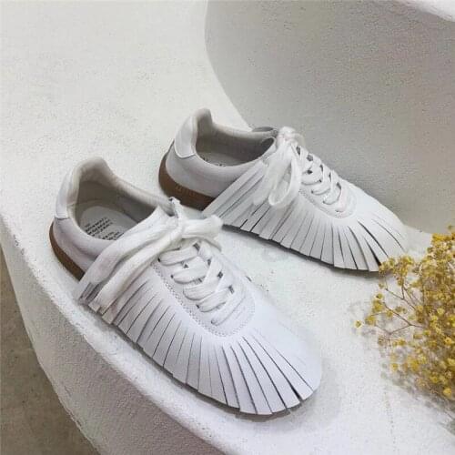 Flat shoes trendy fringed leather womens shoes lace-up fashion platform shoes women