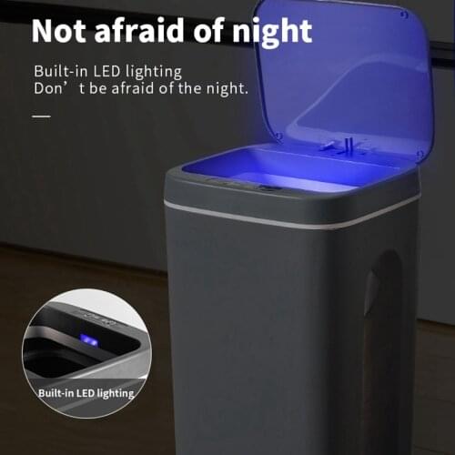 Trash Can Automatic Sensor LED Light Dustbin Bin Dustbin Garbage Rubbish Bin Garbage Can Waste Bin for Kitchen Bathroom 12L/16L