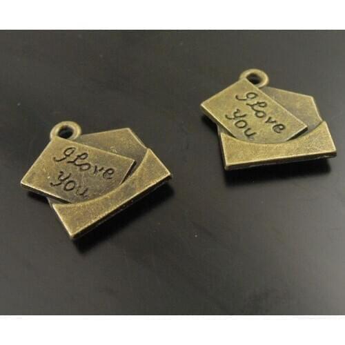 Vintage Bronze Envelope Letter I LOVE YOU Charms Pendant For Jewelry Making Findings Bracelet Accessories DIY Gifts 10PCS Z3055