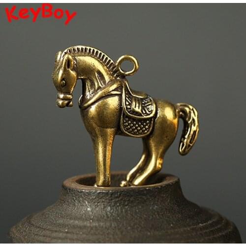 Vintage Copper 12 Zoadiac Animal Horse Key Ring Pendants Metal Brass Cute Horse Keychain Charms Fashion Jewelry Car Keyring Gift