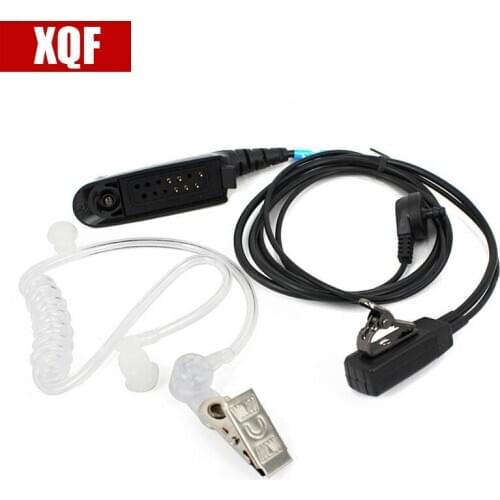 XQF 10PCS Two way radio acoustic tube headset earpiece for Motorola gp328 gp338 ptx760 HT750 with mic PPT