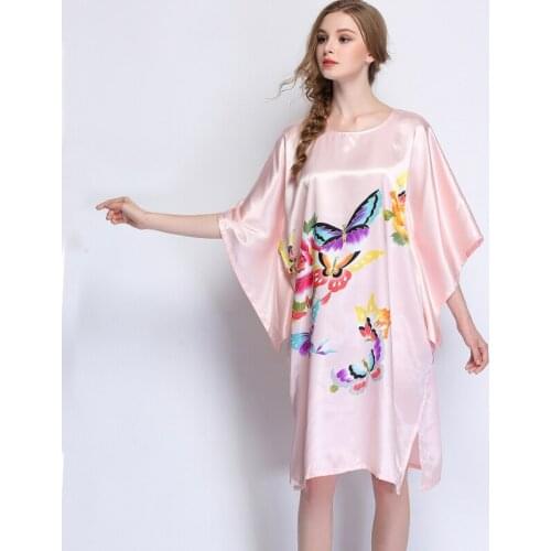 Oversized Summer New Pink Sexy Silk Rayon Home Dress Women Casual Nightdress Sleepshirt Robe Gown Kimono Bathrobe Plus Size 6XL