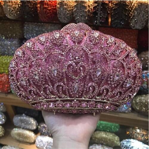 Women red/purple/pink Crystal XIYUAN Evening Bag Day Clutches Luxury Chain Mini purse bride Handbags Wristlet Ladies Bag lady