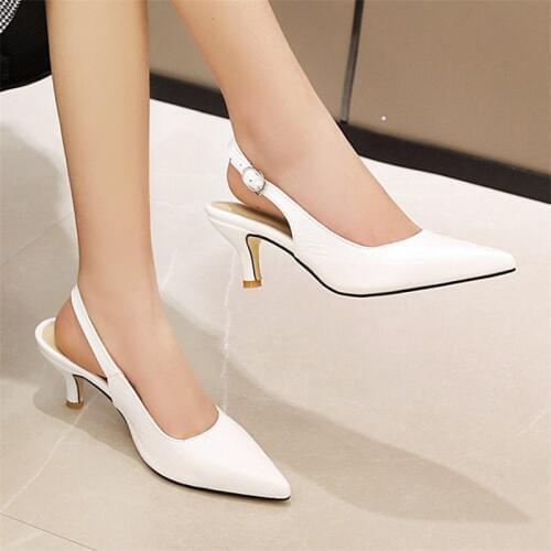 White High Heels Sexy Slingback Woman Pumps Pointed Toe Kitten Heels Women Shoes Designer Brand Wedding Shoes Bridal Plus Size