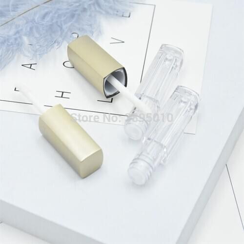 Gold Empty Lip Gloss Tube, Square Lip Gloss Refillable Bottles,Plastic Liquid Lipstick Container F297