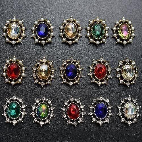 10pcs Gold Silver Oval Rhinestones 3D nail alloy glitter crystal nails accessoires DIY metal for nail tools DIY Nail Decorations