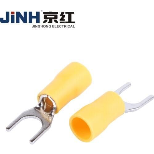 100PcsFemale Insulated Spade Crimp Terminal SV5.5-5 Wire Connector Electrical Wire Cable Connecors