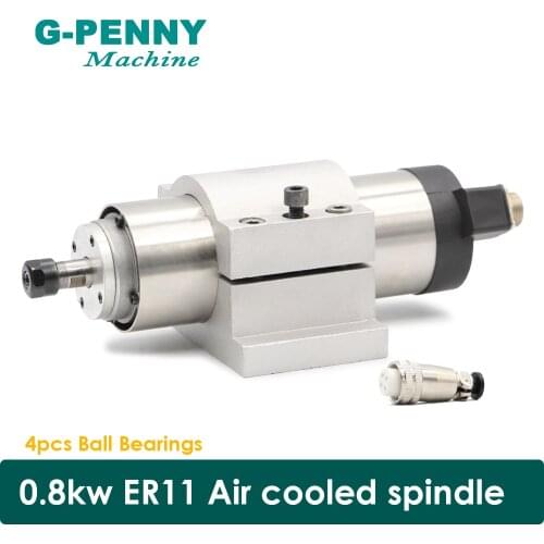 220V 800W ER11 CNC Air Cooled Spindle Motor 65mm DIY Air Cooling 4 Bearings CNC Motor Spindle & 65mm aluminium bracket clamp