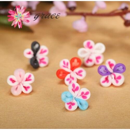 30pc/lot 10mm Tiny Sweet Polymer Clay Mini Flower Beads Diy Lovely Ear Dust Plug Bridal 3D Nail Art Decoration Accessories