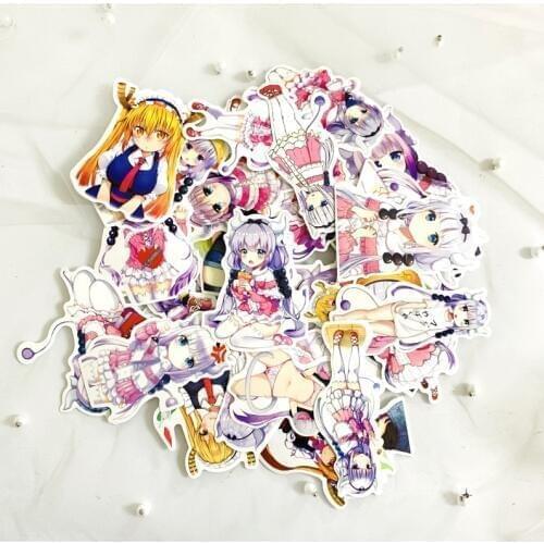 TD ZW 37pcs Amine Dragon Maid Stickers For Suitcase Skateboard Laptop Luggage Fridge Phone Car Styling DIY Decal Sticker