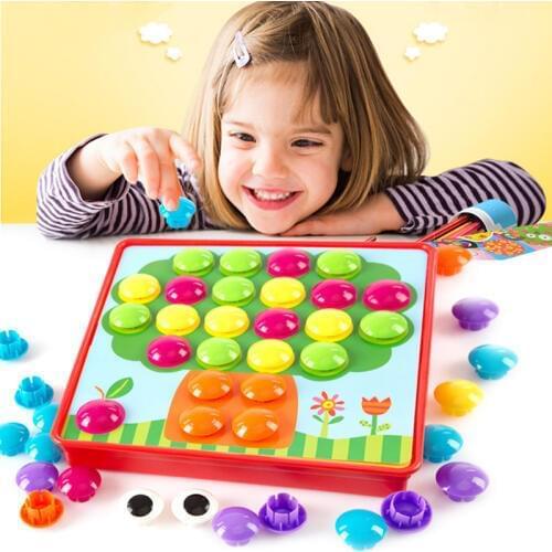 3D Puzzles Toys For Children Composite Picture Puzzle Creative Mosaic Mushroom Nail Kit Educational Toys Button Art Kids Toy