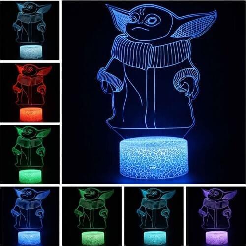 3d Led Night Light Star Wars Baby Yoda Meme Figure Nightlight for Kids Child Bedroom Decor Table Lamp Baby Night Light Mini Yoda