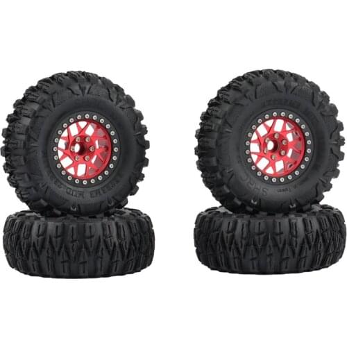 4Pcs 2.2Inch Beadlock Wheel Rim Tires Set for 1/10 RC Crawler Car Axial SCX10 RR10 Wraith Traxxas TRX4