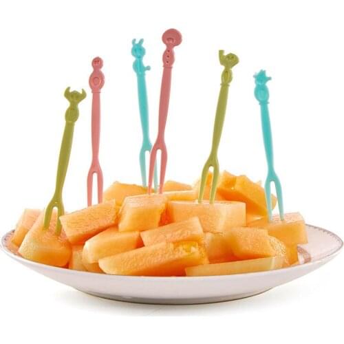 50Pcs Cute Fruit Fork Child Snack Cake Dessert Food Pick Toothpick Bento Party Decor Disposable Tableware Vegetable Salad Fork