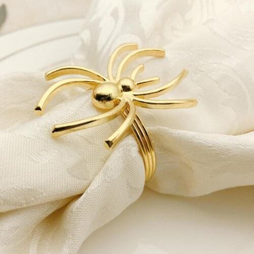 6Pcs/Set Spider Shape Napkin Ring Exquisite Festive Touch Alloy Waterproof Napkin Ring for Halloween