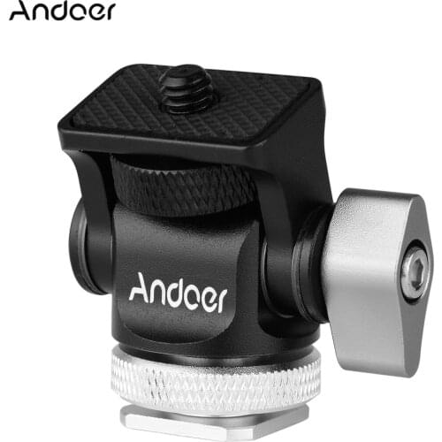 Andoer Mini Monitor Mount Tripod Head Cold Shoe Adapter 1/4 Inch Screw for Mounting Camera Monitor Flash Mic LED Fill Light