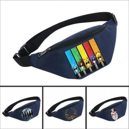 Anime Unisex Fanny Pack women Belt Waterproof Chest Handbag Waist Bag Ladies Waist Pack Belly Bags For Sailor moon