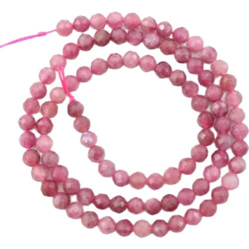 APDGG Natural Stone 4MM Faceted Round Red Tourmaline Loose Beads 15.5" Strands For Necklace Bracelet Jewelry Making DIY