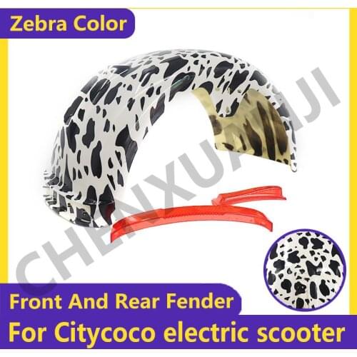 Zebra Color Citycoco Fender Shell Flaps Front and Rear Fender Mudguards with Taillight Reminder for Citycoco Electric Scooter