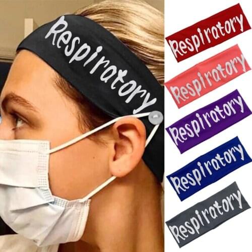 DUOJIAOYAN Fashion Women Elastic Sweat Turban Hair Band Accessories Print Logo RESPIRATORY Wide Headband With Button