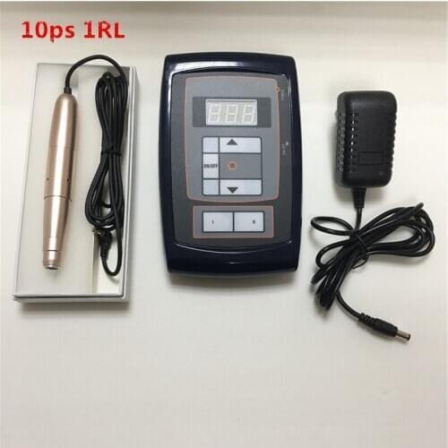 Electric Tattoo Eyebrow Pen power supply 10ps 1RL golden rose Permanent Makeup Machine kit for Lip Eyeliner Eyebrow
