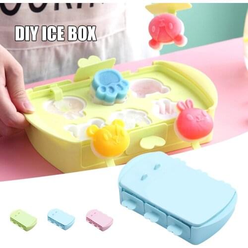 Ice Cream Mold Cartoon Household Homemade Silicone Children Diy Ice Box Ice Tray Safe and Durable SCIE999