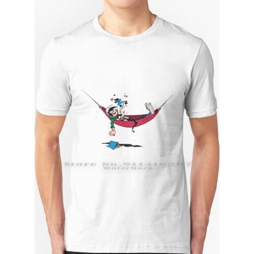 Gaston Lagaffe In Hammock T Shirt 100% Pure Cotton Gaston Guus Lagaffe Flater Guust Veronica Magazine Gids Guide Tv Cartoon