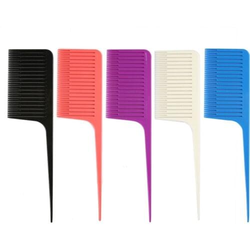 Plastic Tail Comb Fiber Teasing Combs Fine Tooth Hair Parting Combs 5 Colors Fiber Back Combs for Women Girls Hair Styling