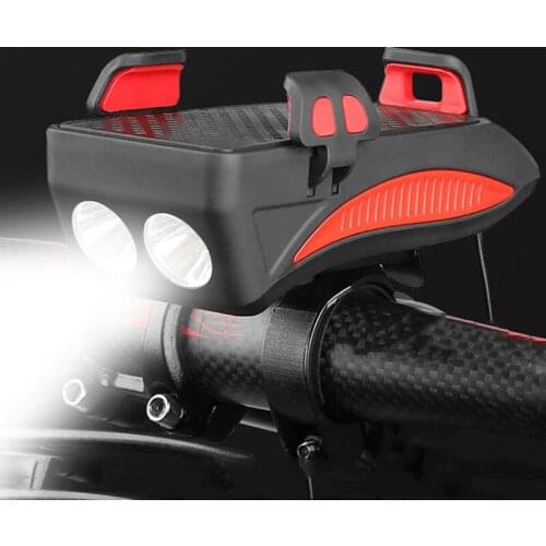 4 in 1 Bike Light Rechargeable Bicycle Headlight Set Waterproof Cycling Headlight with Bike Horn Bicycle Phone Holder For iPhone