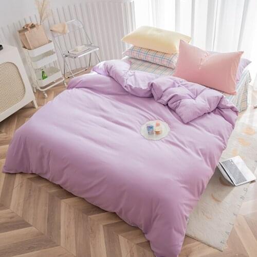 Light Purple Bedding Sets Solid Color Duvet Cover Sets Bed Sheet Pillowcases Modern Girls Bedclothes Twin Full Queen Size 3/4PCS