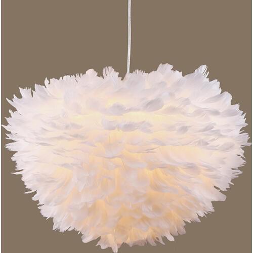 New Nordic Creative Lantern Birds Nest White Feather Princess Pendant Lamp Fixture DropLight For Bedroom Living Room PL485