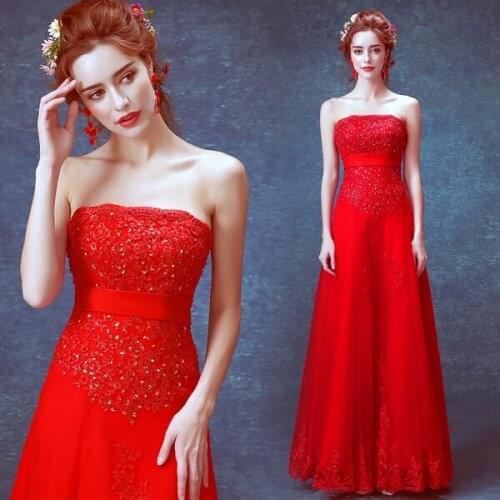 Lace appliques beading hot sexy long 2018 new design a-line vestido de noiva longo party prom Formal gown bridesmaid dresses