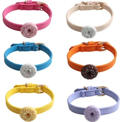 Macaron Donuts Series Cat and Dog Collars Suitable for Small and Medium Pets Pu Metal Adjustable Collar Chihuahua Teddy Supplies