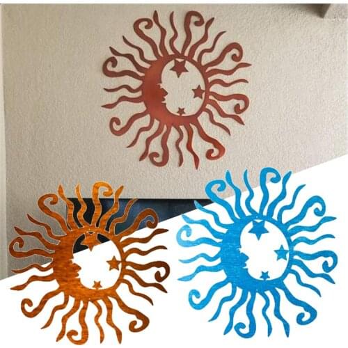 Wacky Sun Crescent Star 32x19cm Metal Wall Art Steel Hanging for Indoor Outdoor Decor Home Garden Sticker Metal Wall Art