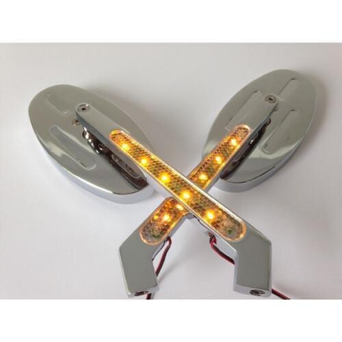 Motorcycle LED Turn Signal Integrated Side Rearview Mirrors Oval Shape Chrome For Suzuki Hayabusa GSX-R GSXR 600 750 1000 1100